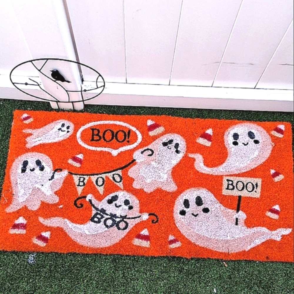 HALLOWEEN Ghost Boo Candy Corn Welcome Doormat